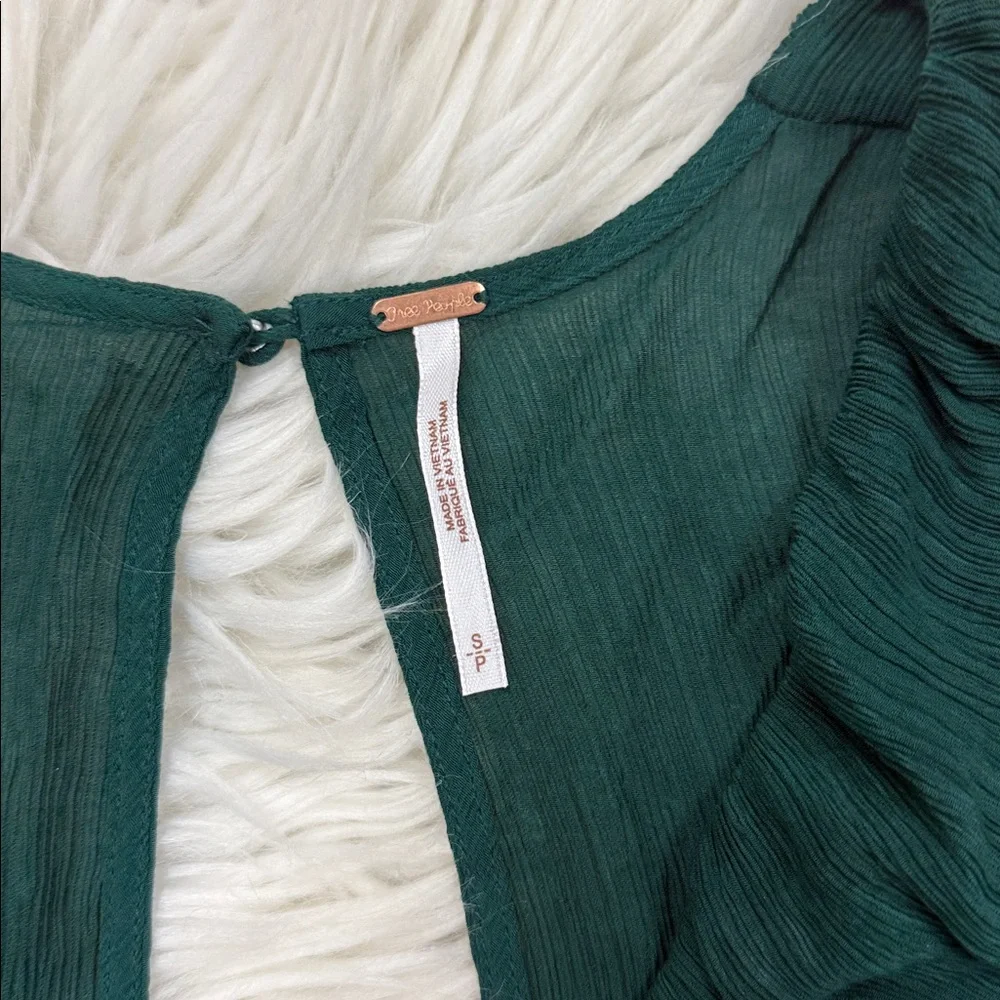 Free People | Daia Ruched Peplum Top in Garden Gem Green Size Small (4-6) - Picture 6 of 11